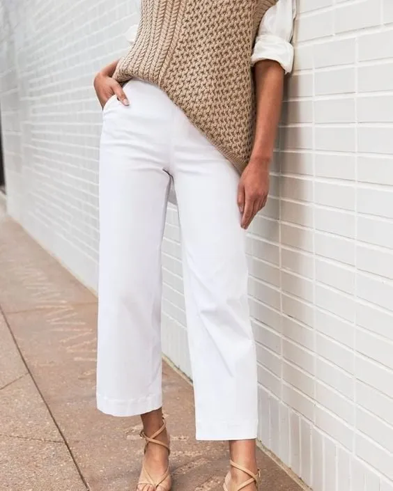 🔥2025 HOT SALE🔥Stretch Twill Cropped Wide Leg Pants