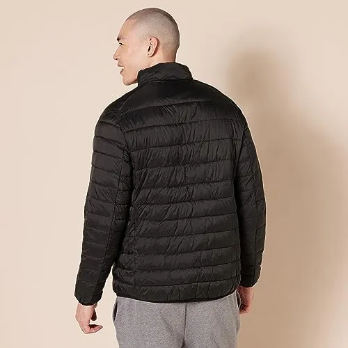 Amazon Essentials Men's Packable Lightweight Water-Resistant Puffer Jacket (Available in Big & Tall), Black, 5X-Large Big