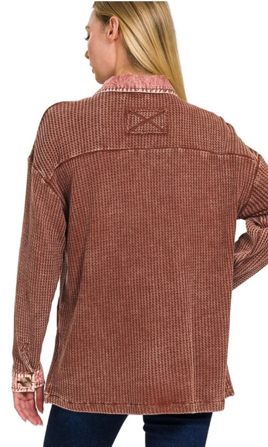Axona Dark Rust Washed Thermal Shacket Jacket