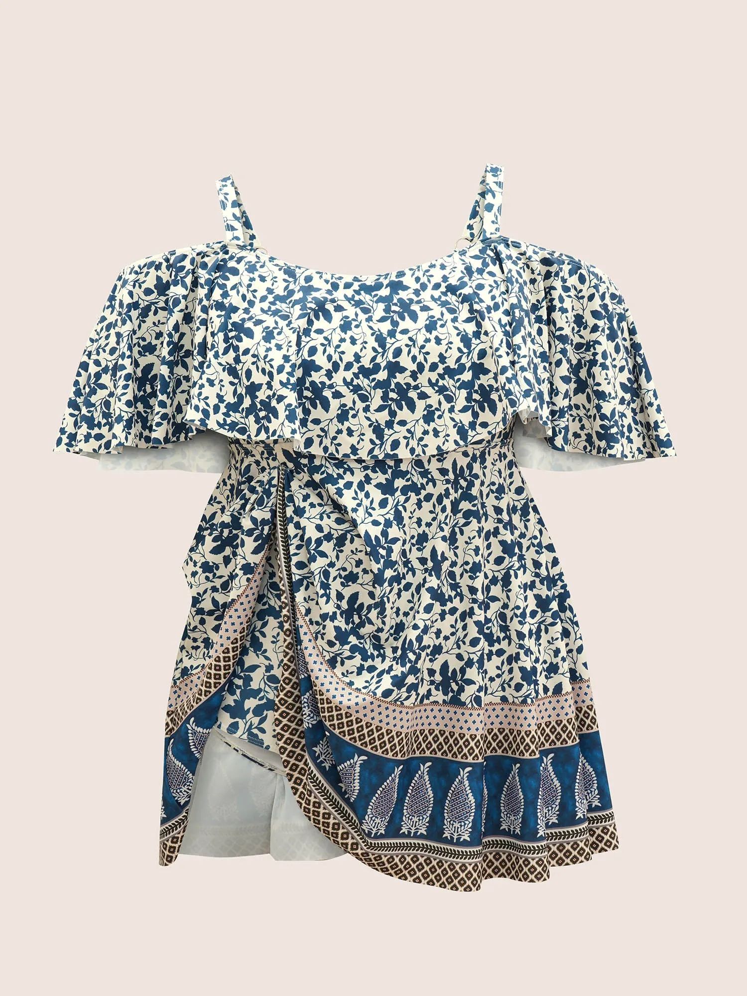 Bandana Print Cold Shoulder Swim Dress