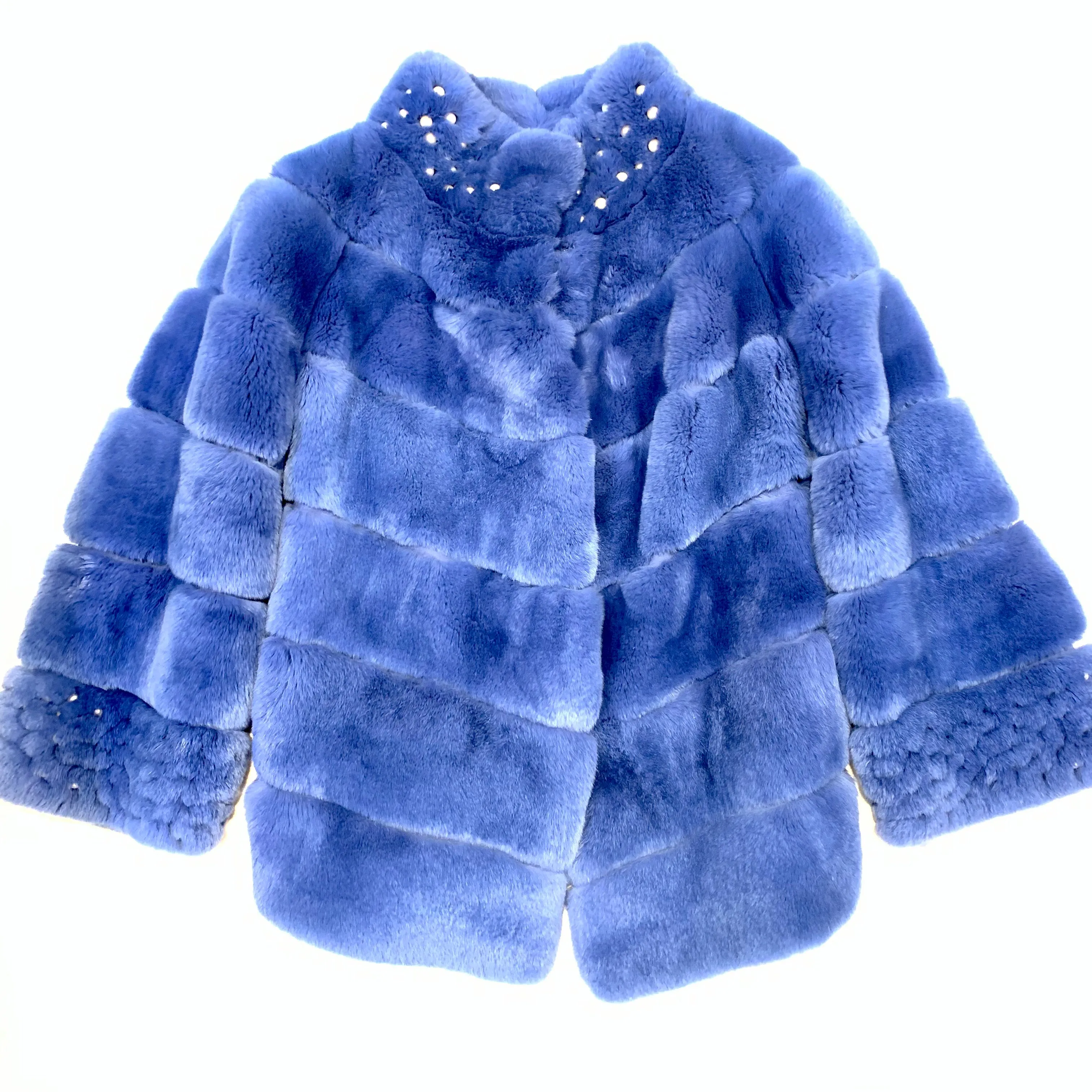 Barya NewYork Ladies Pearl Indigo Rex Rabbit Car Coat