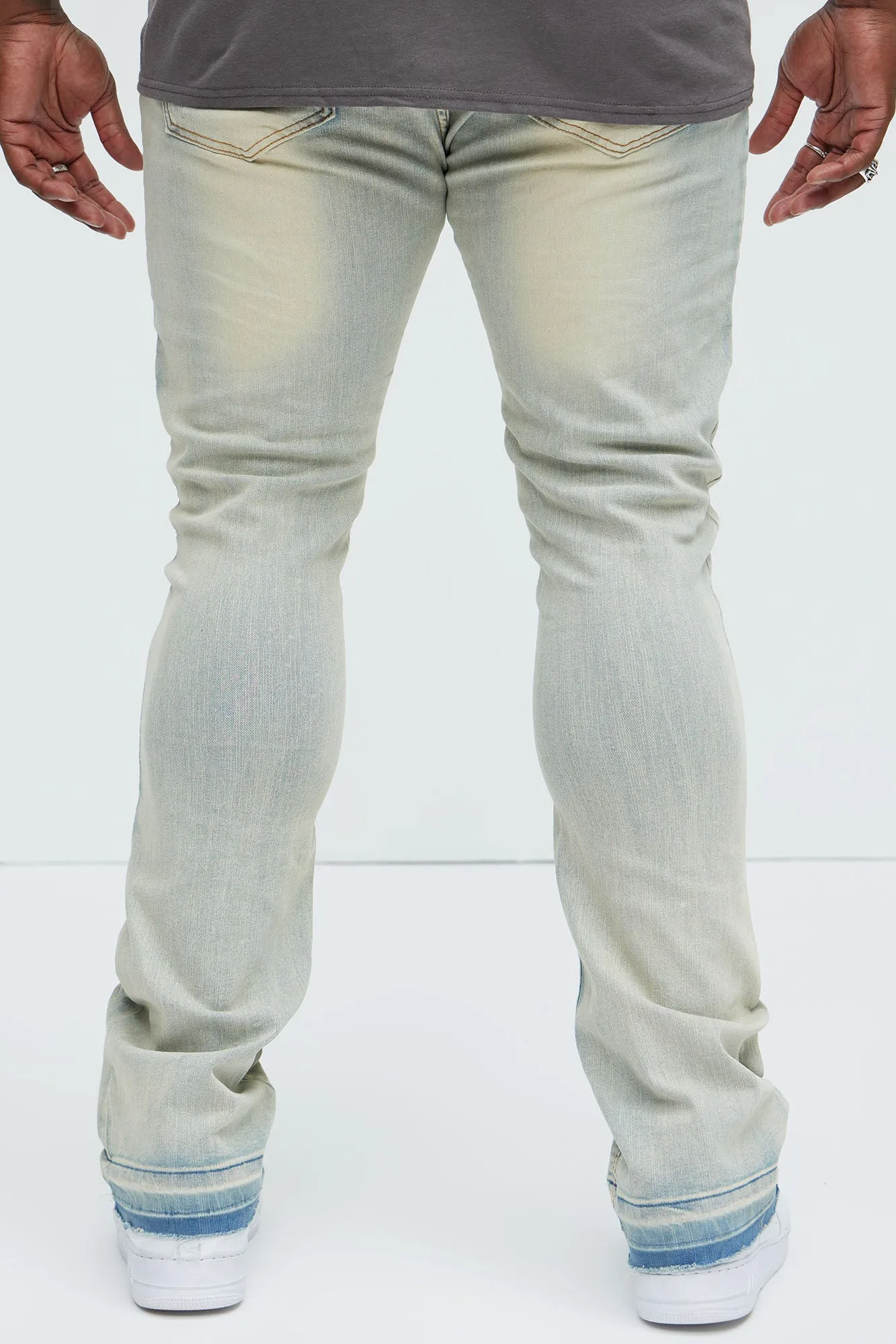 Been With It Stacked Skinny Flare Jeans - Light Wash