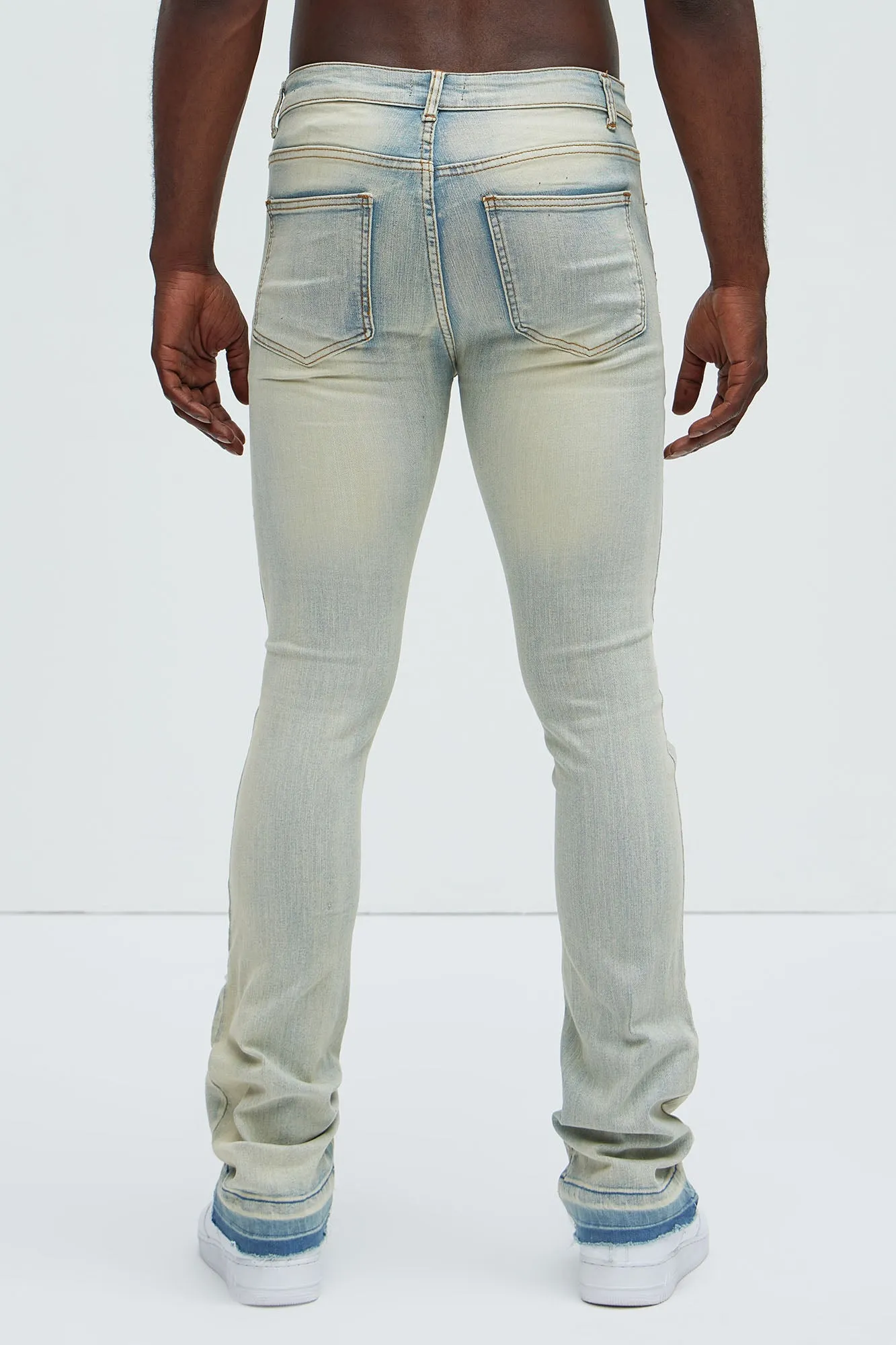 Been With It Stacked Skinny Flare Jeans - Light Wash