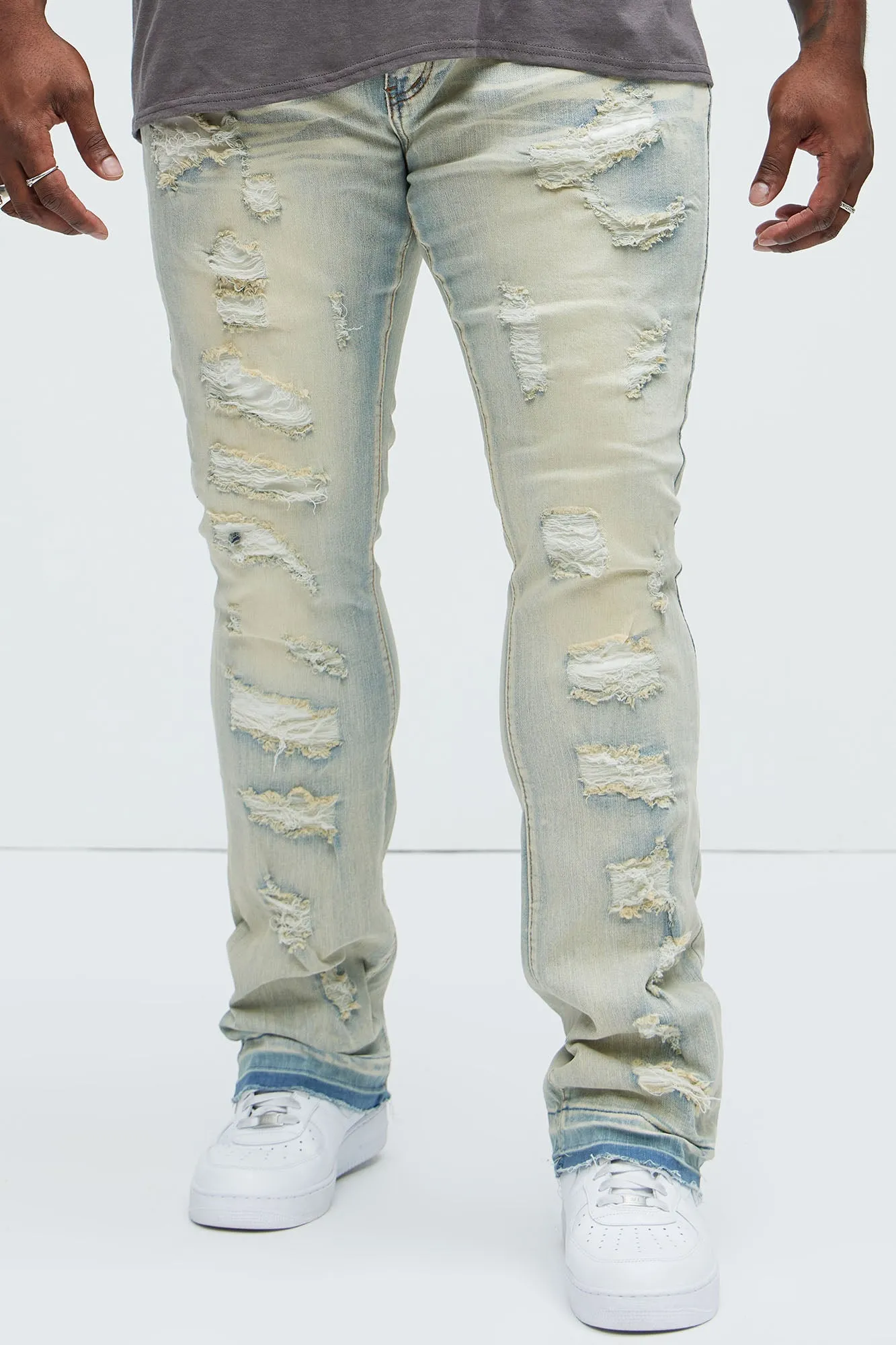 Been With It Stacked Skinny Flare Jeans - Light Wash