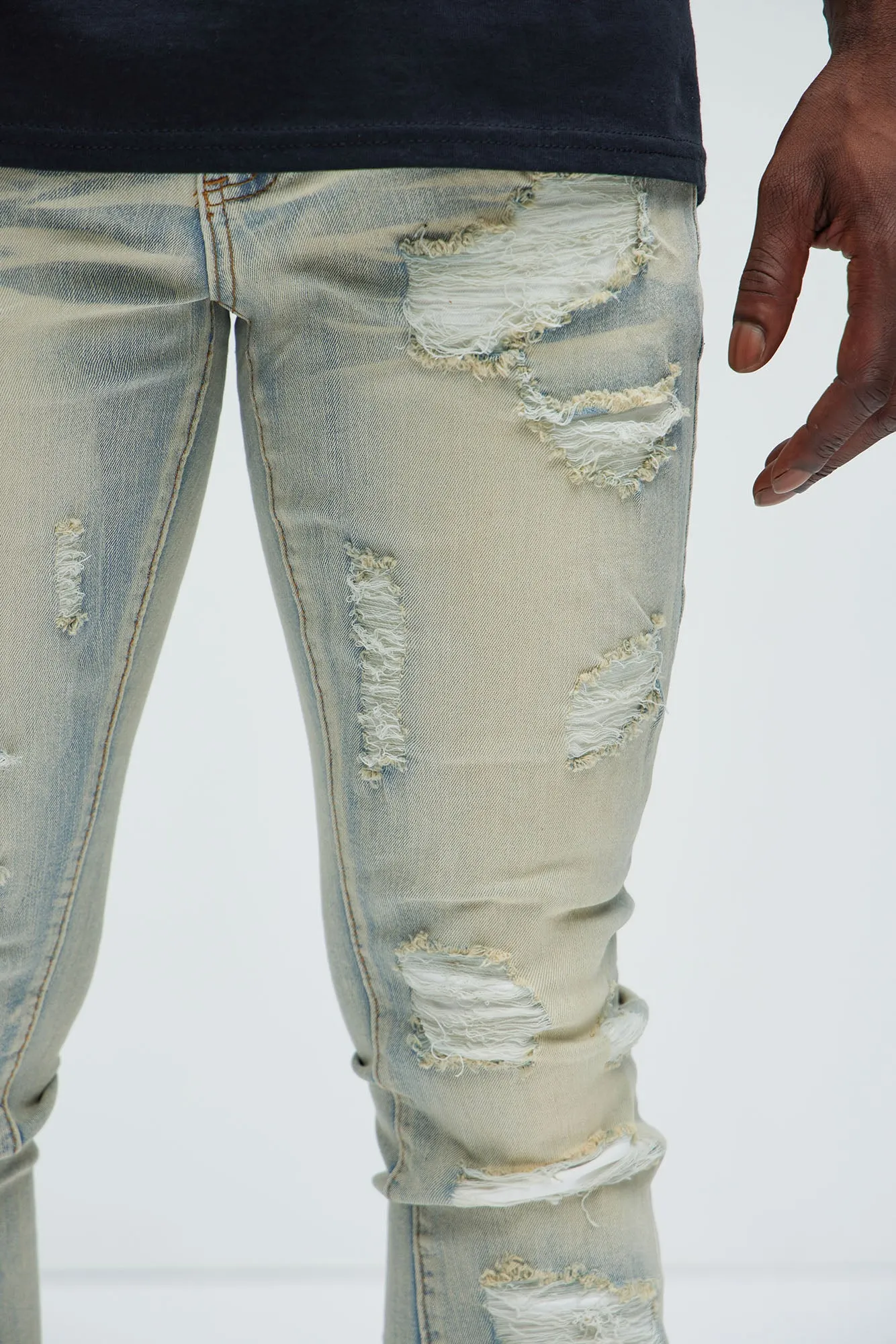 Been With It Stacked Skinny Flare Jeans - Light Wash