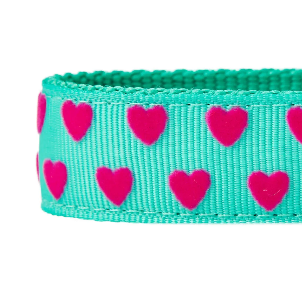 Blueberry Pet Velvety Heart Flocking Minty Green Dog Leash