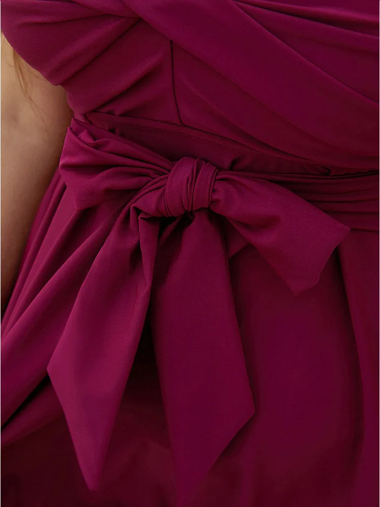 Bowknot Crossover Pleated Detail Swim Dress