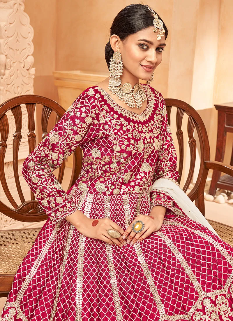 Bridal Pink Embroidered Silk Anarkali Suit