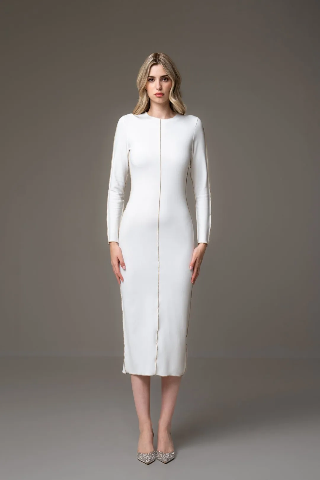 CONTRAST OVERLOCKING DETAIL DRESS