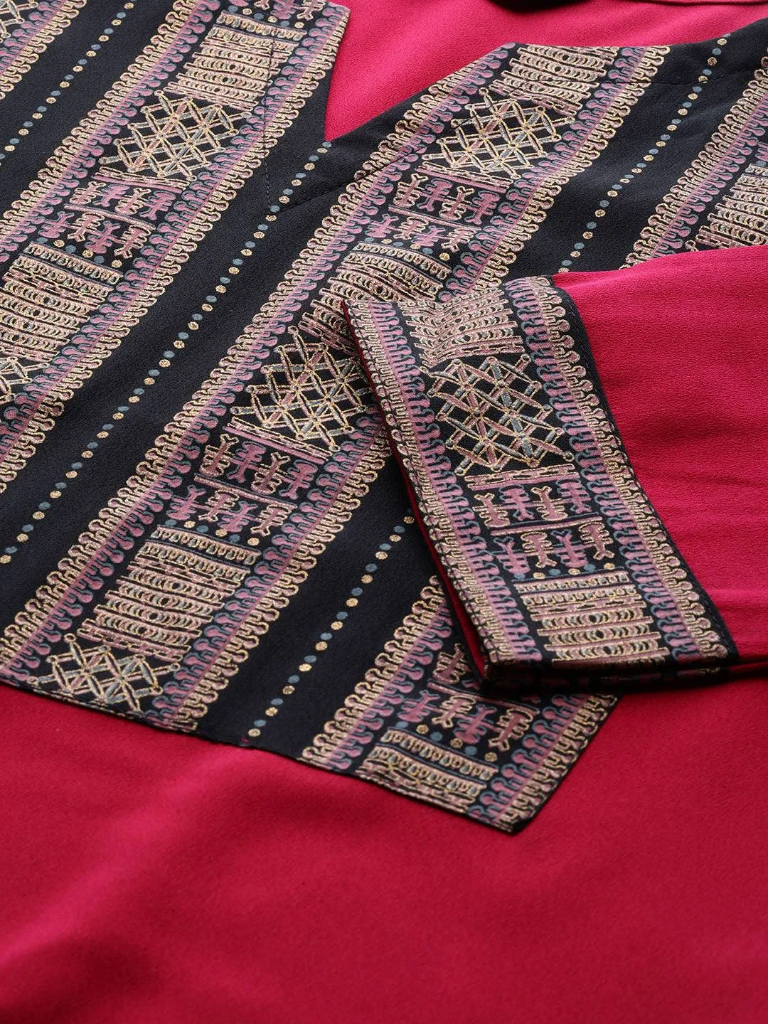 Dark Pink Kurta Pant Set in Crepe