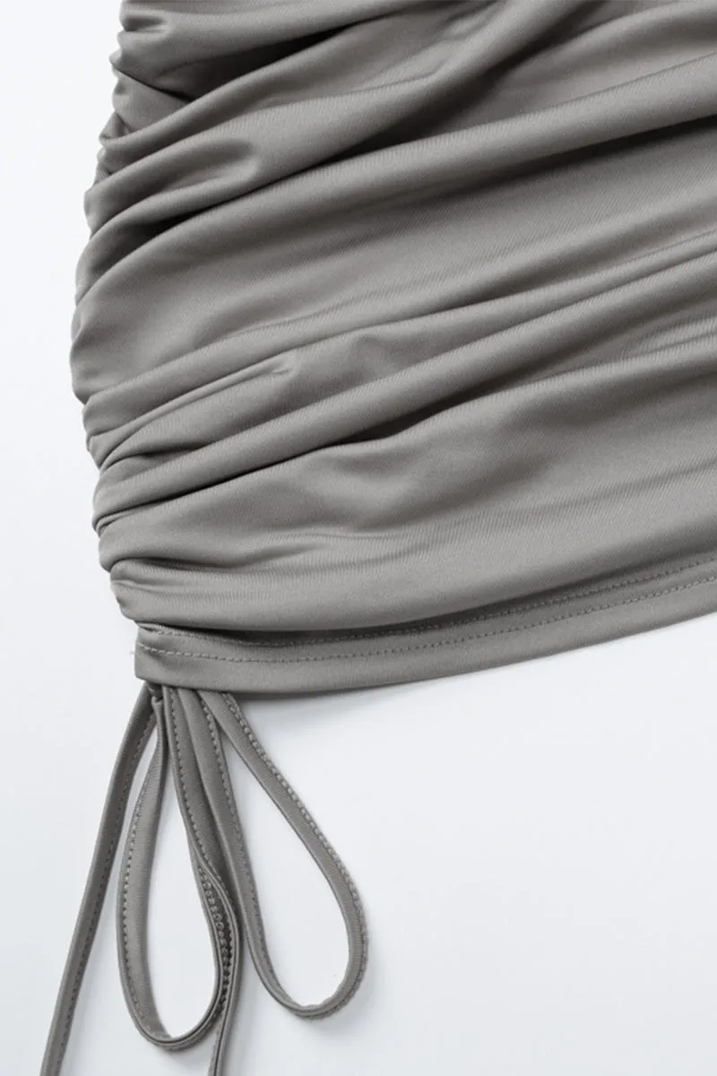 Drawstring Flare Sleeve Bodycon Dress With Hood