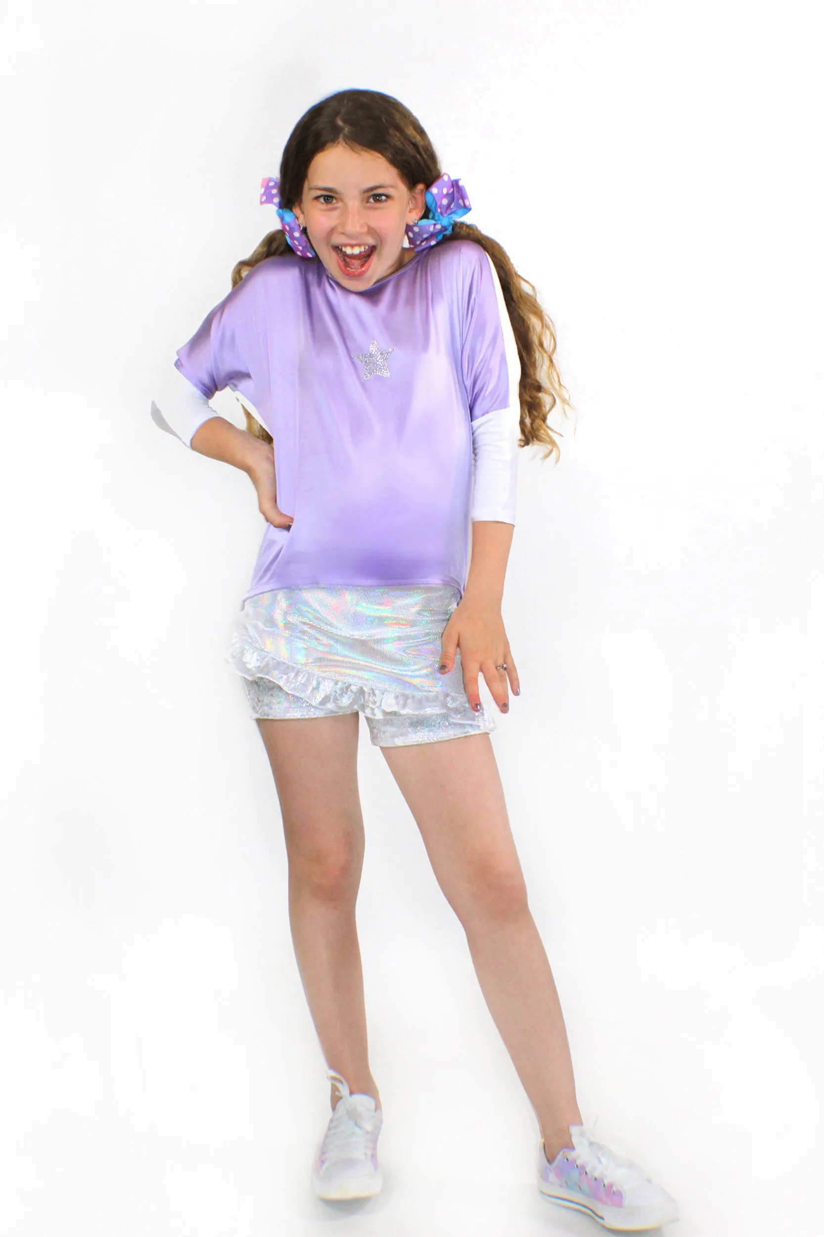 Emma, unicorn holographic short Skort by Stardust