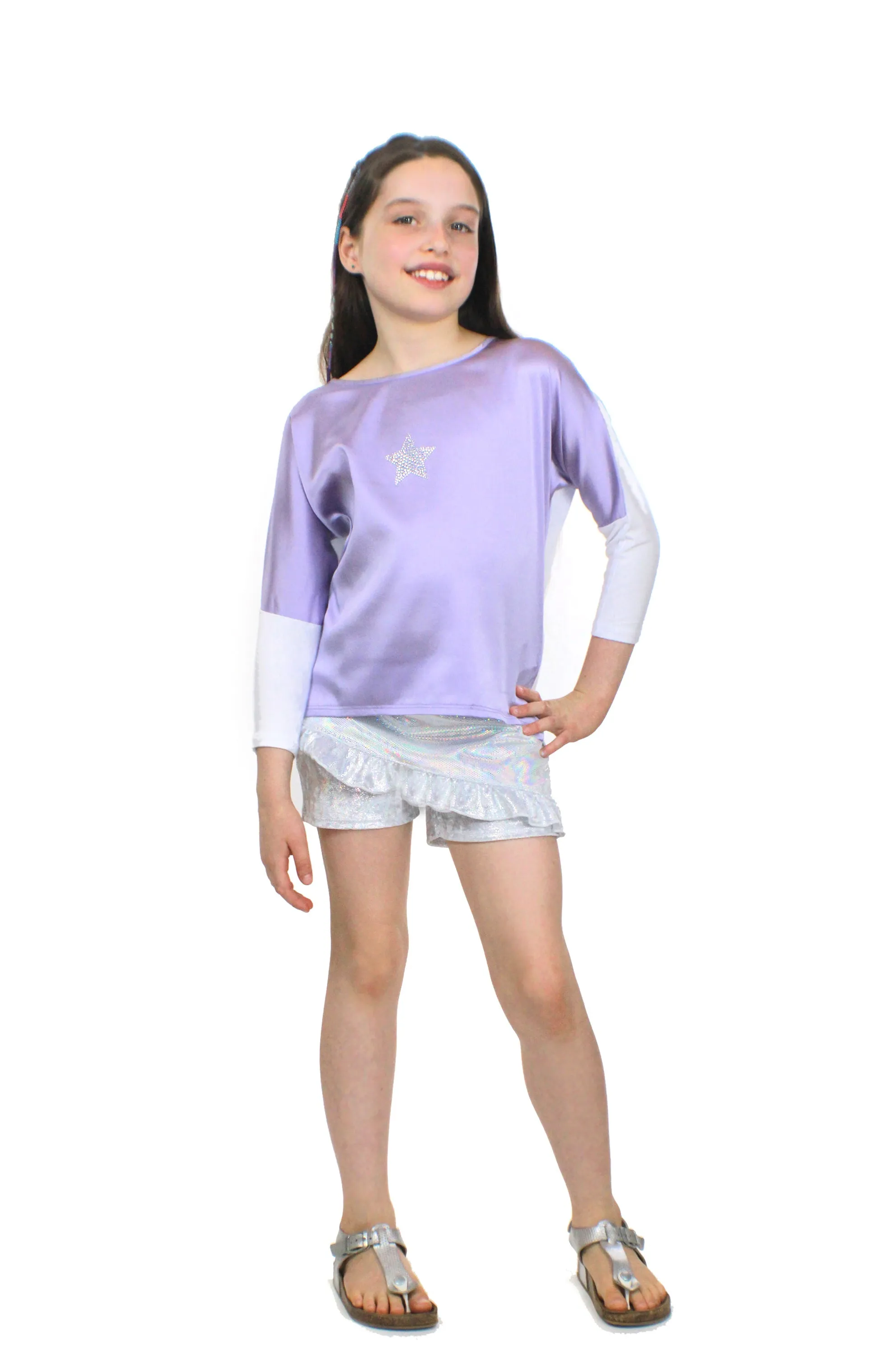 Emma, unicorn holographic short Skort by Stardust