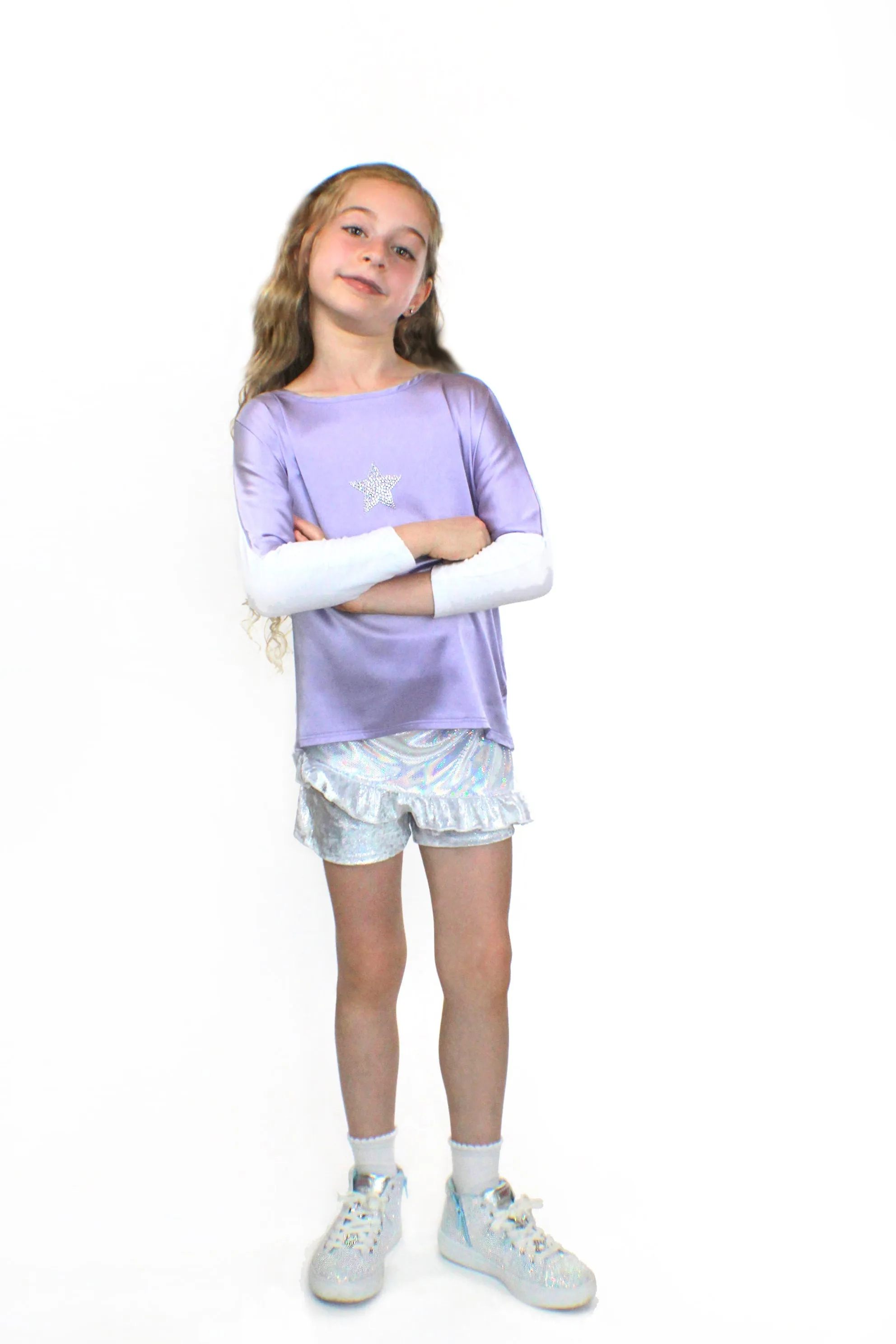Emma, unicorn holographic short Skort by Stardust