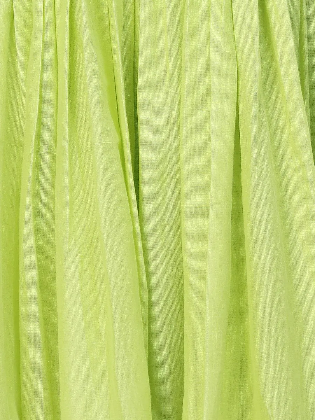 Ethnic Embroidered Flared Kurta with Pants & Dupatta - Light Green