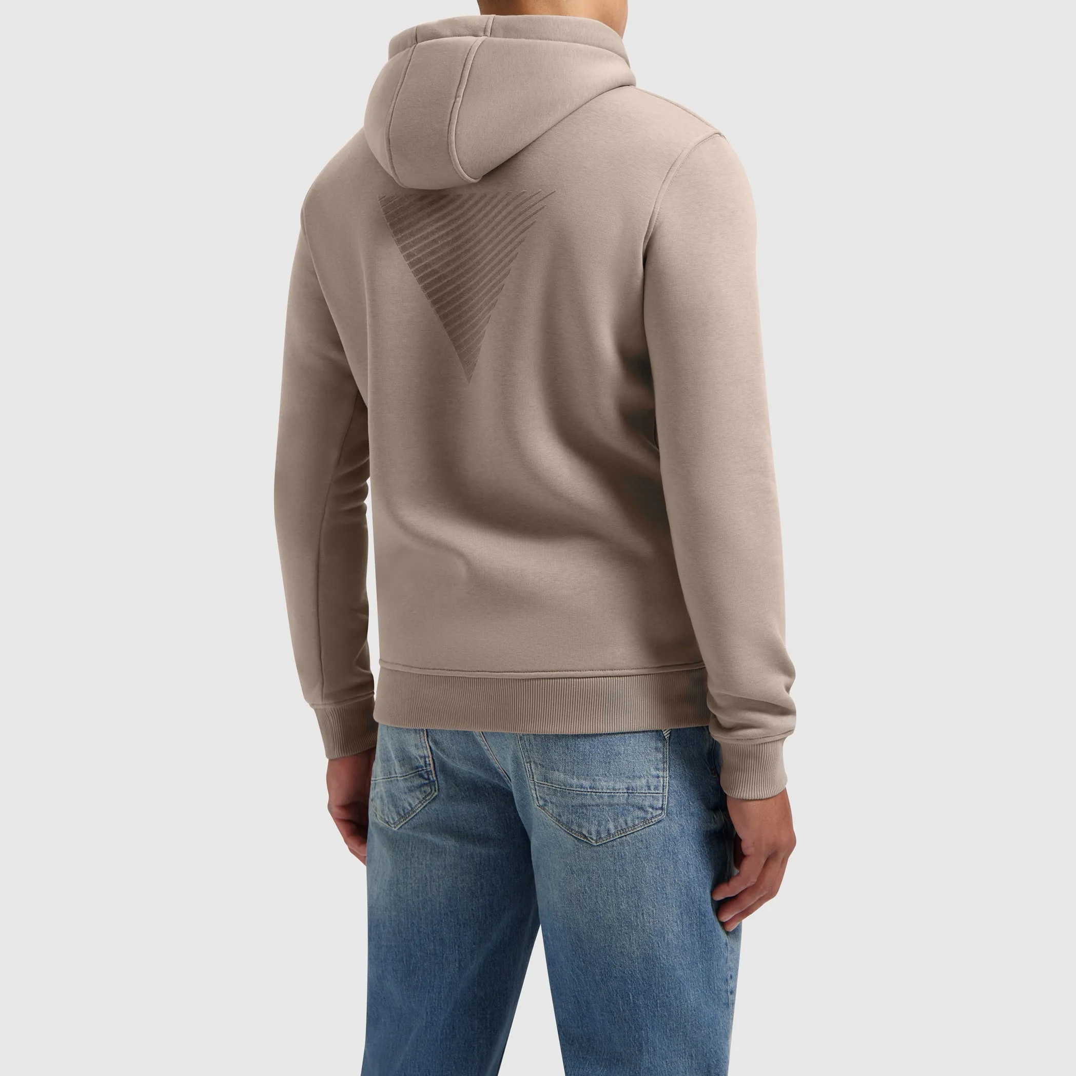 Flock Print Logo Hoodie | Taupe