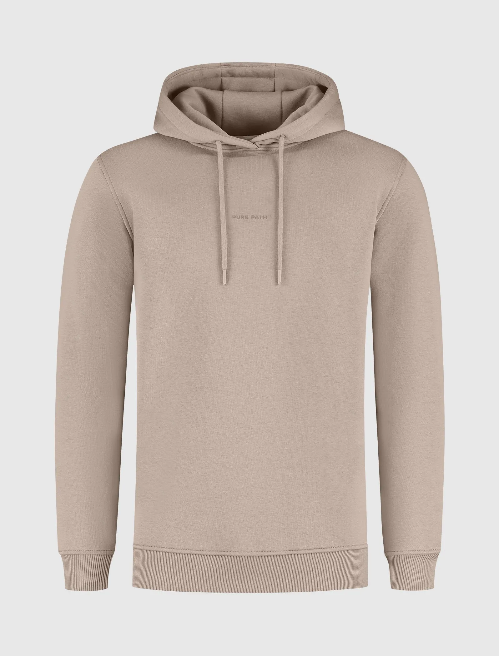 Flock Print Logo Hoodie | Taupe