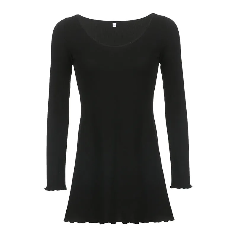 Flytonn-hoco dresses homecoming dresses  women dress to impress  y2k outfits spring summer women's dress Simple Knitted Long Sleeve Mini Dress