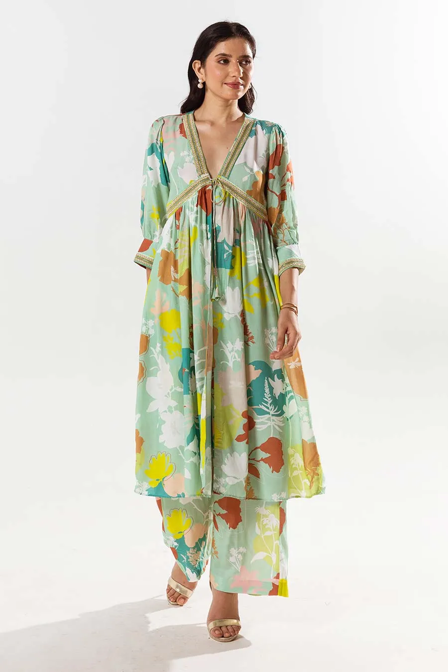 Green Printed Kurta and Pant Set