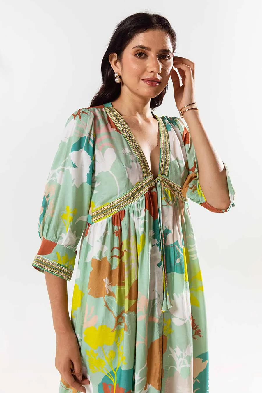 Green Printed Kurta and Pant Set
