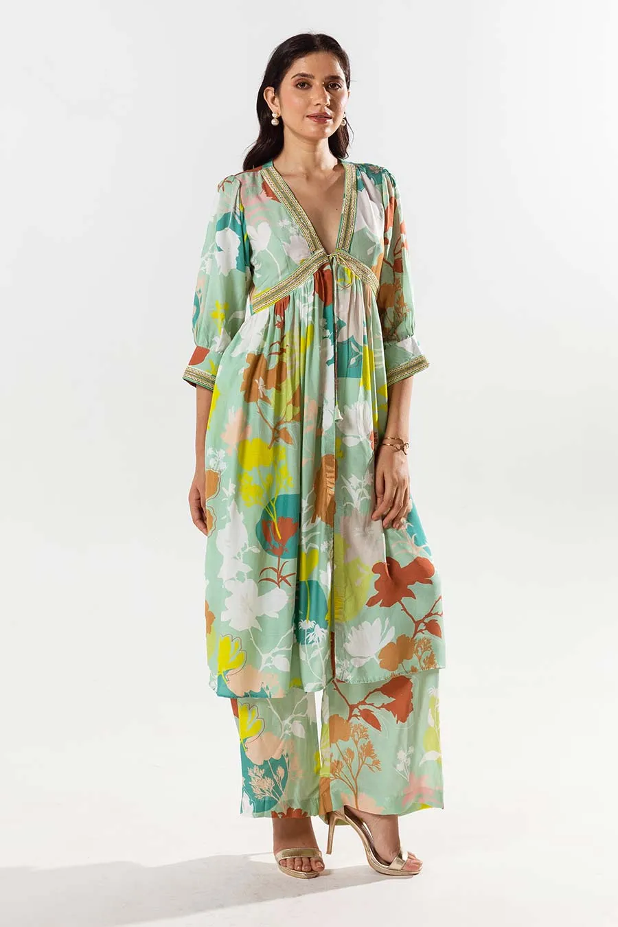 Green Printed Kurta and Pant Set