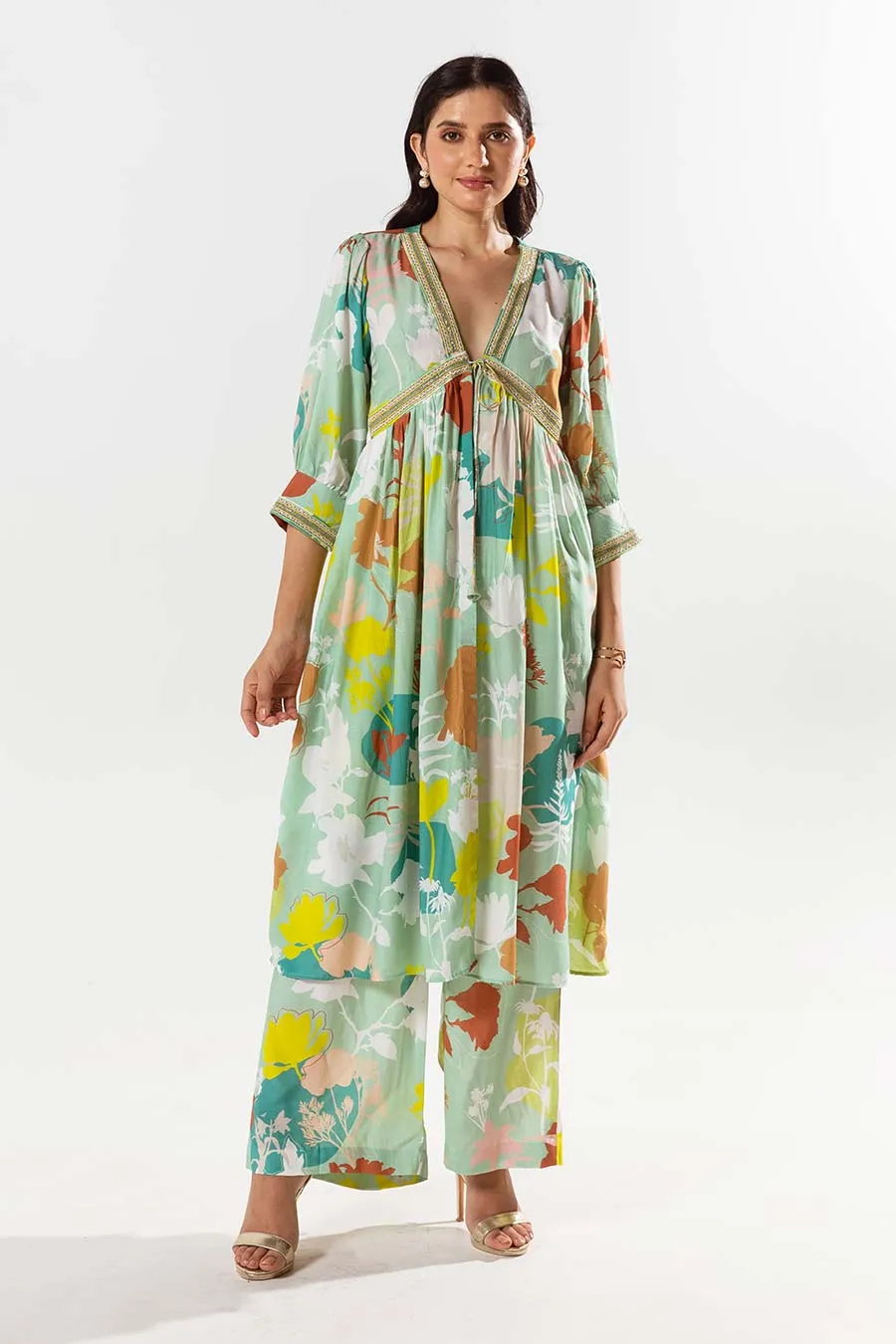 Green Printed Kurta and Pant Set