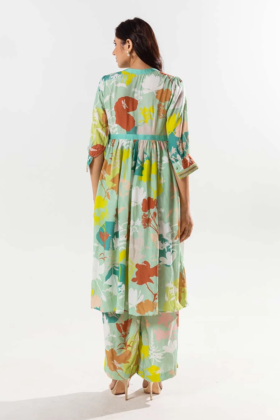 Green Printed Kurta and Pant Set