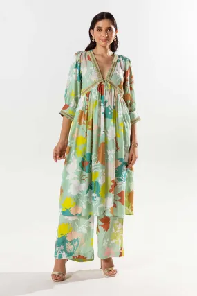 Green Printed Kurta and Pant Set