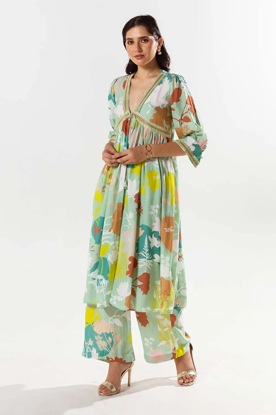 Green Printed Kurta and Pant Set