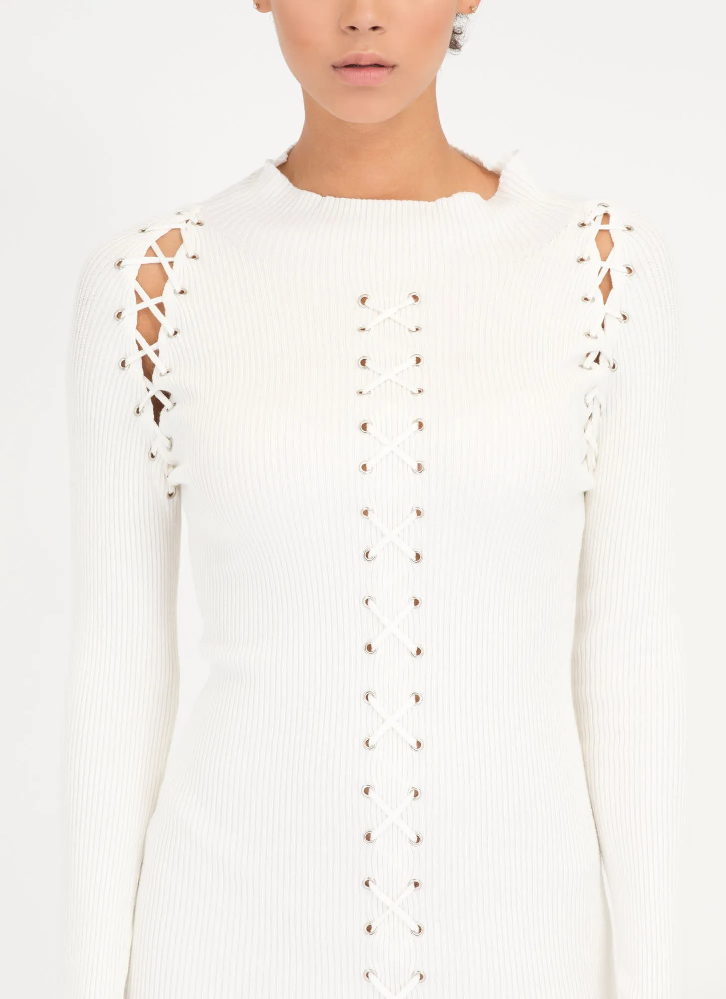 High Roller Lace-Up Ribbed Minidress