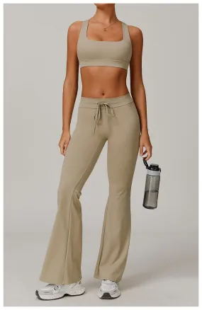 High-Waist Drawstring UV-Block Flare Pants