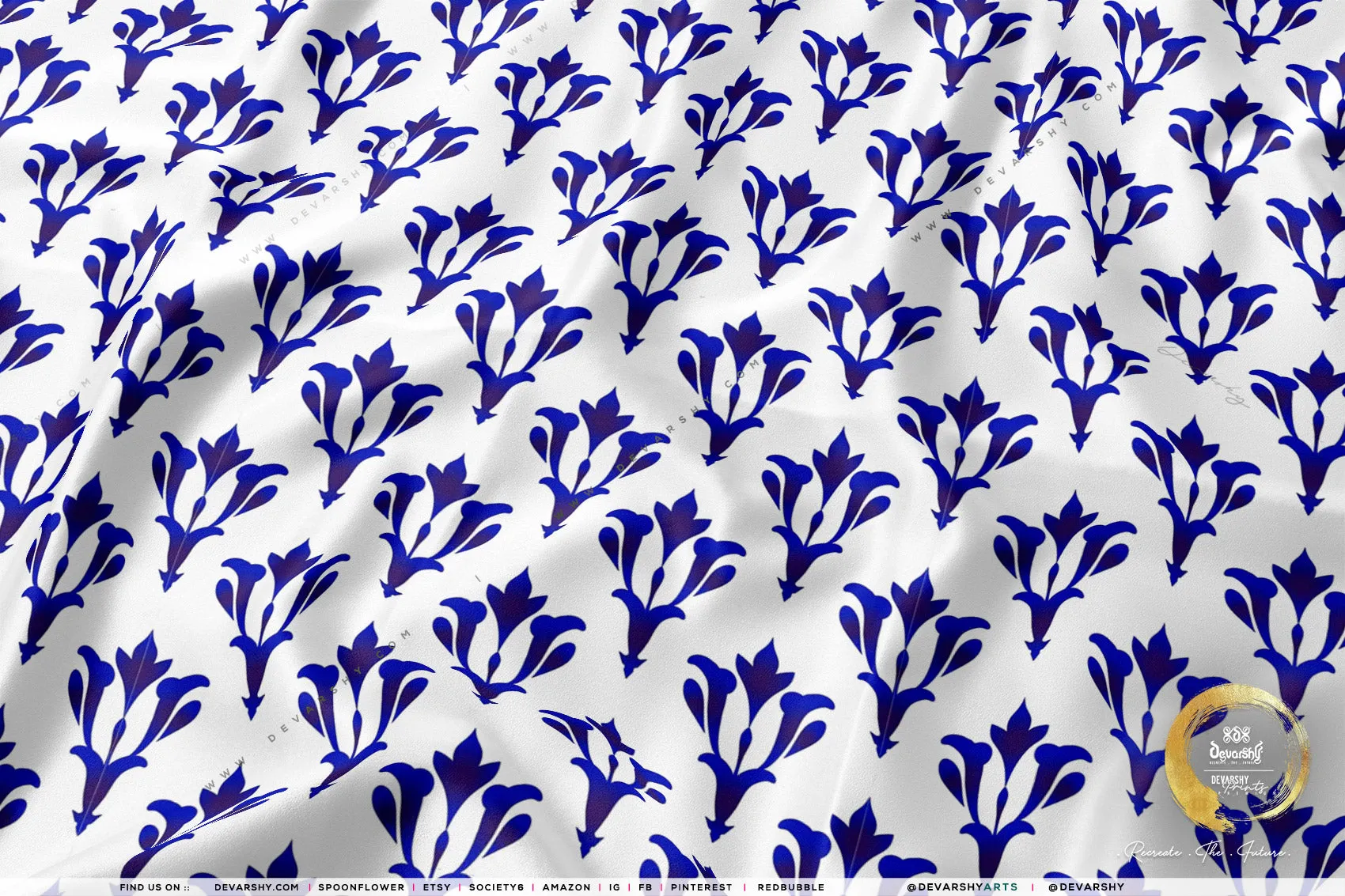 Indigo Block Print Apparel Fabric 3Meters , 9 Designs | 8 Fabrics Option | Fabric By the Yard | 034