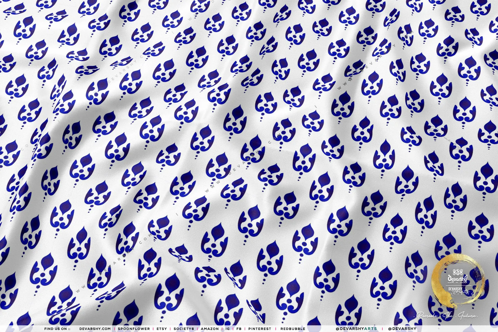 Indigo Block Print Apparel Fabric 3Meters , 9 Designs | 8 Fabrics Option | Fabric By the Yard | 034