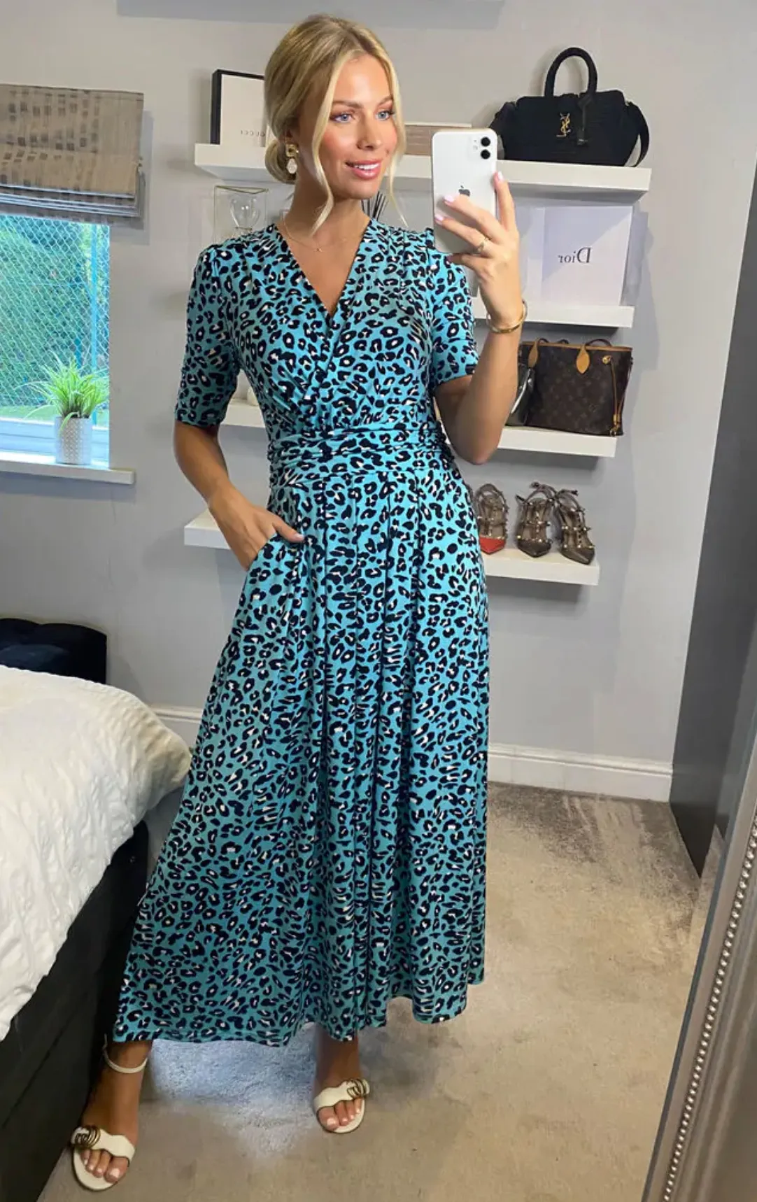 Jolie Moi Molly Jersey Maxi Dress, Blue Animal