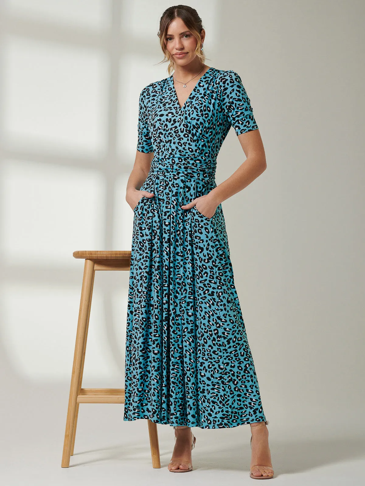Jolie Moi Molly Jersey Maxi Dress, Blue Animal