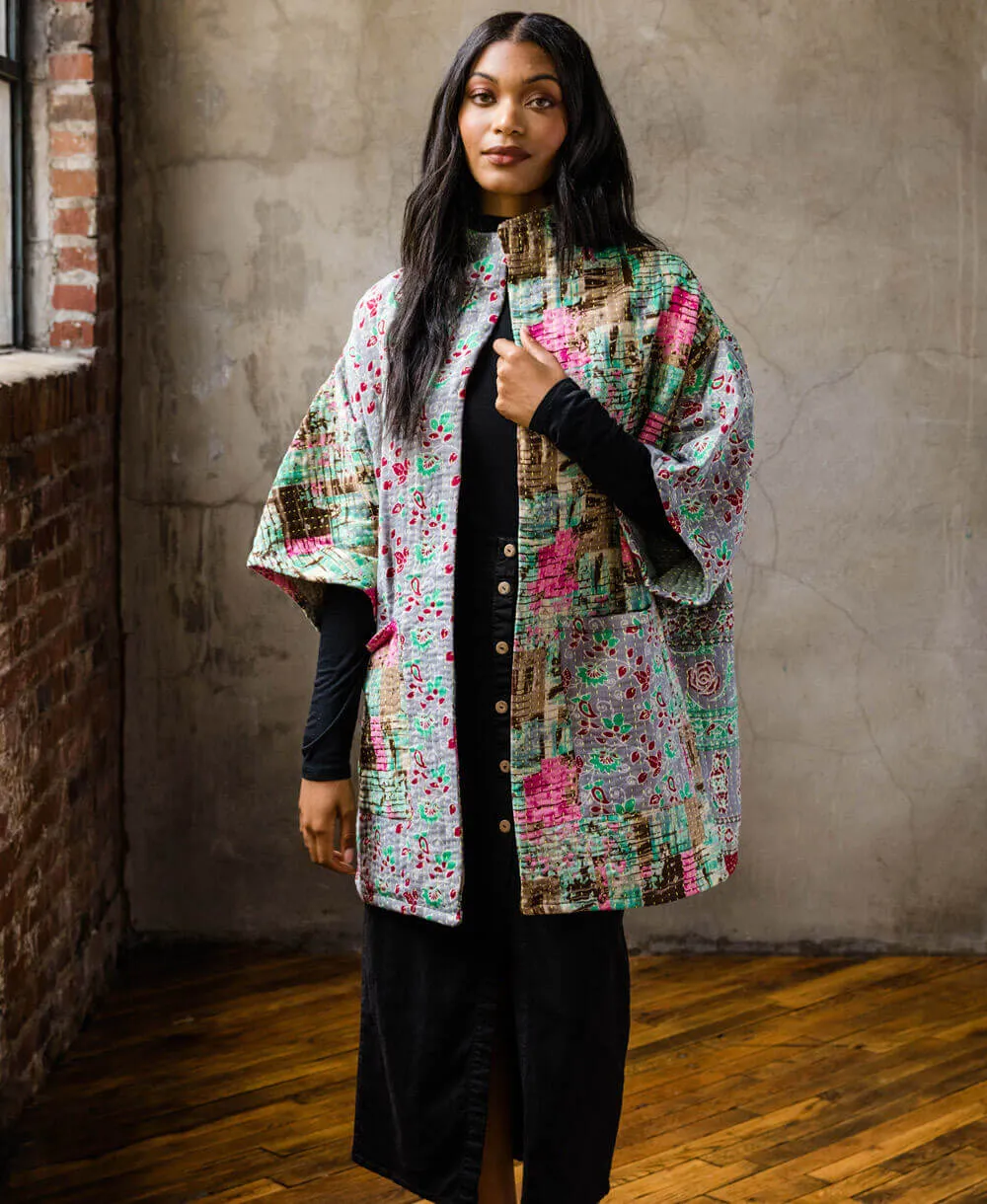 Kantha Cocoon Quilted Jacket - No. 230717 - Extra Large