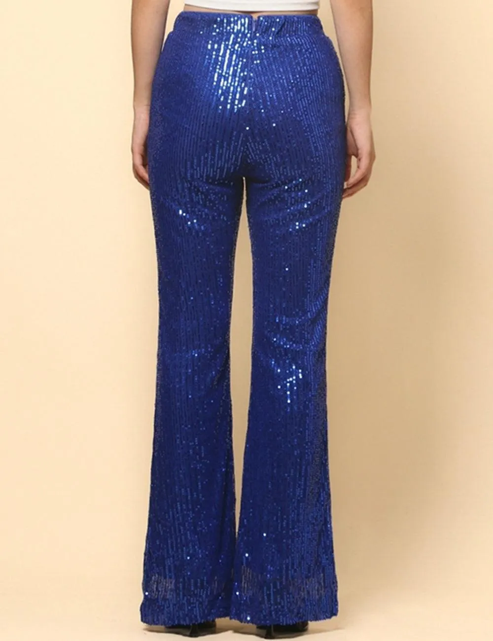 Ladies Shinny Sequin Night Out Flared Pants SKP4739