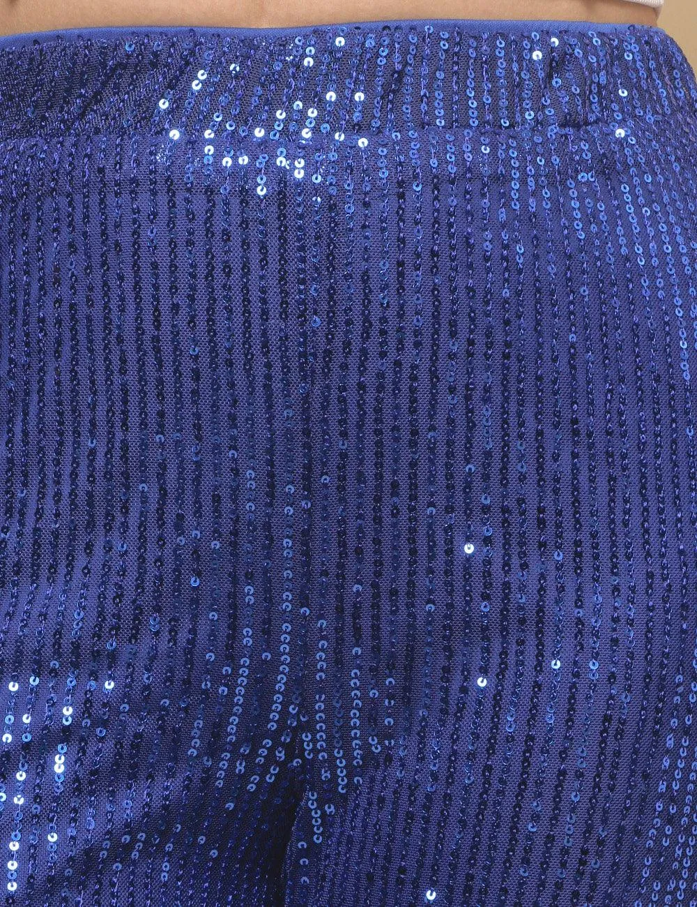 Ladies Shinny Sequin Night Out Flared Pants SKP4739