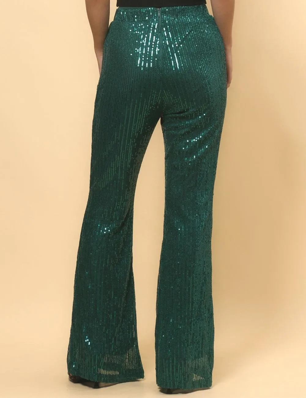 Ladies Shinny Sequin Night Out Flared Pants SKP4739