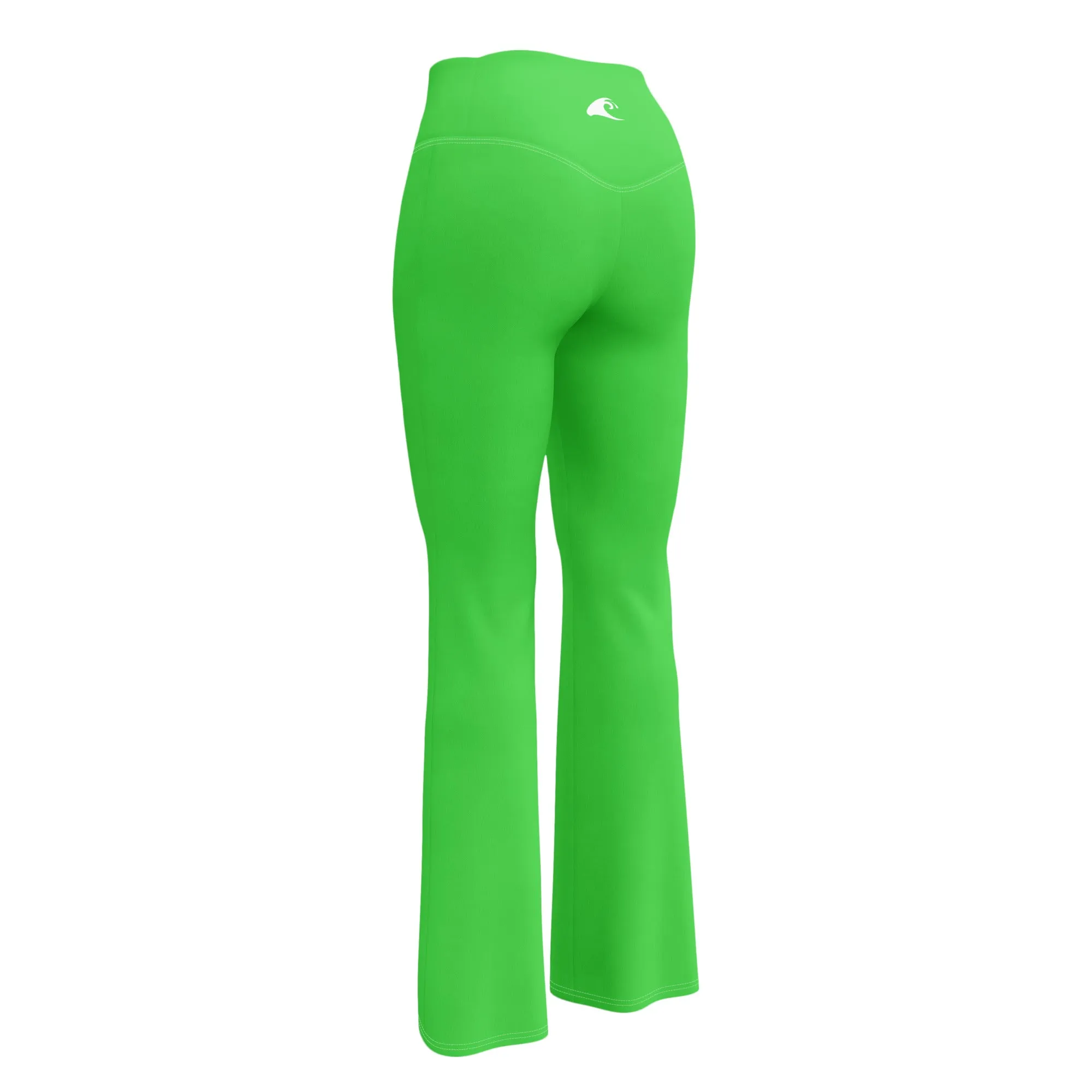 Lime Green Flare Leggings with Extremely Stoked Epic Wave Logo
