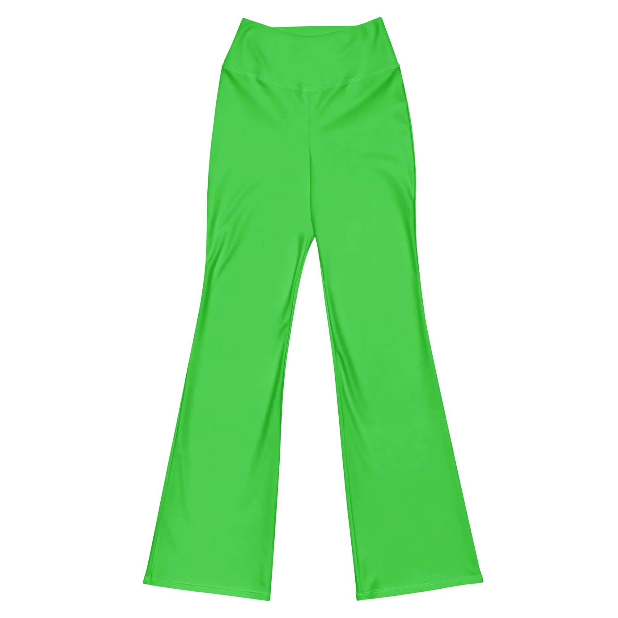 Lime Green Flare Leggings with Extremely Stoked Epic Wave Logo