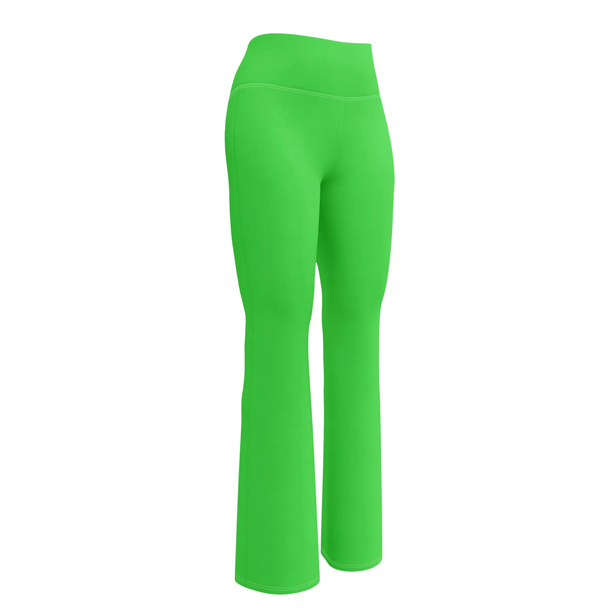 Lime Green Flare Leggings with Extremely Stoked Epic Wave Logo