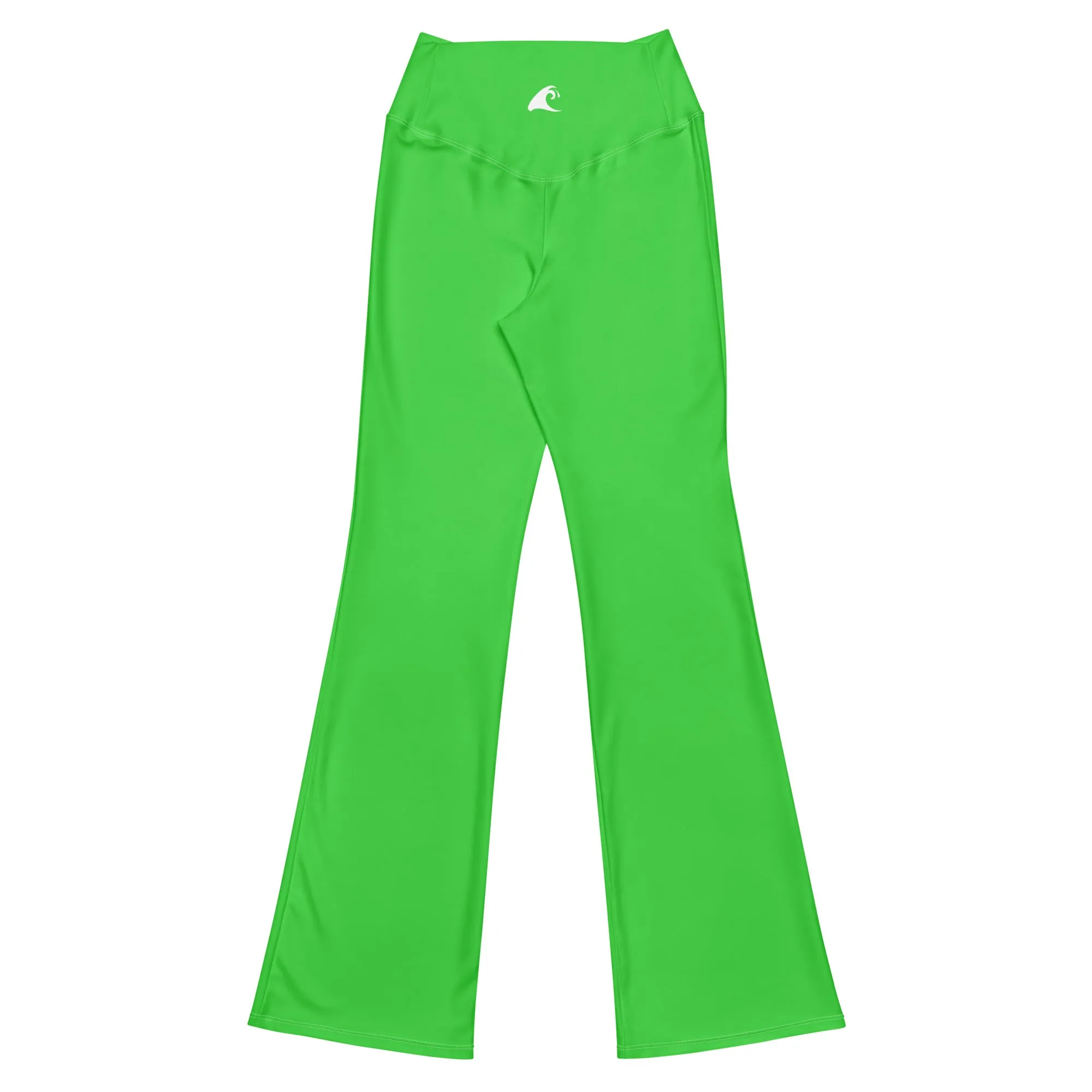 Lime Green Flare Leggings with Extremely Stoked Epic Wave Logo
