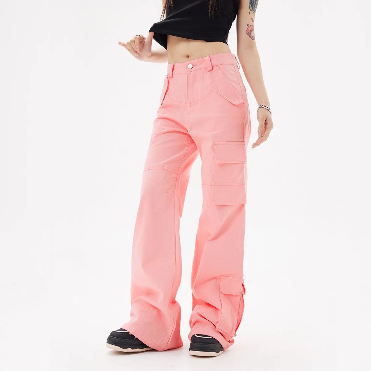 MALYBGG Achieving a Slim Silhouette with Solid Color Wide-Leg Casual Pants for Women 3850LY