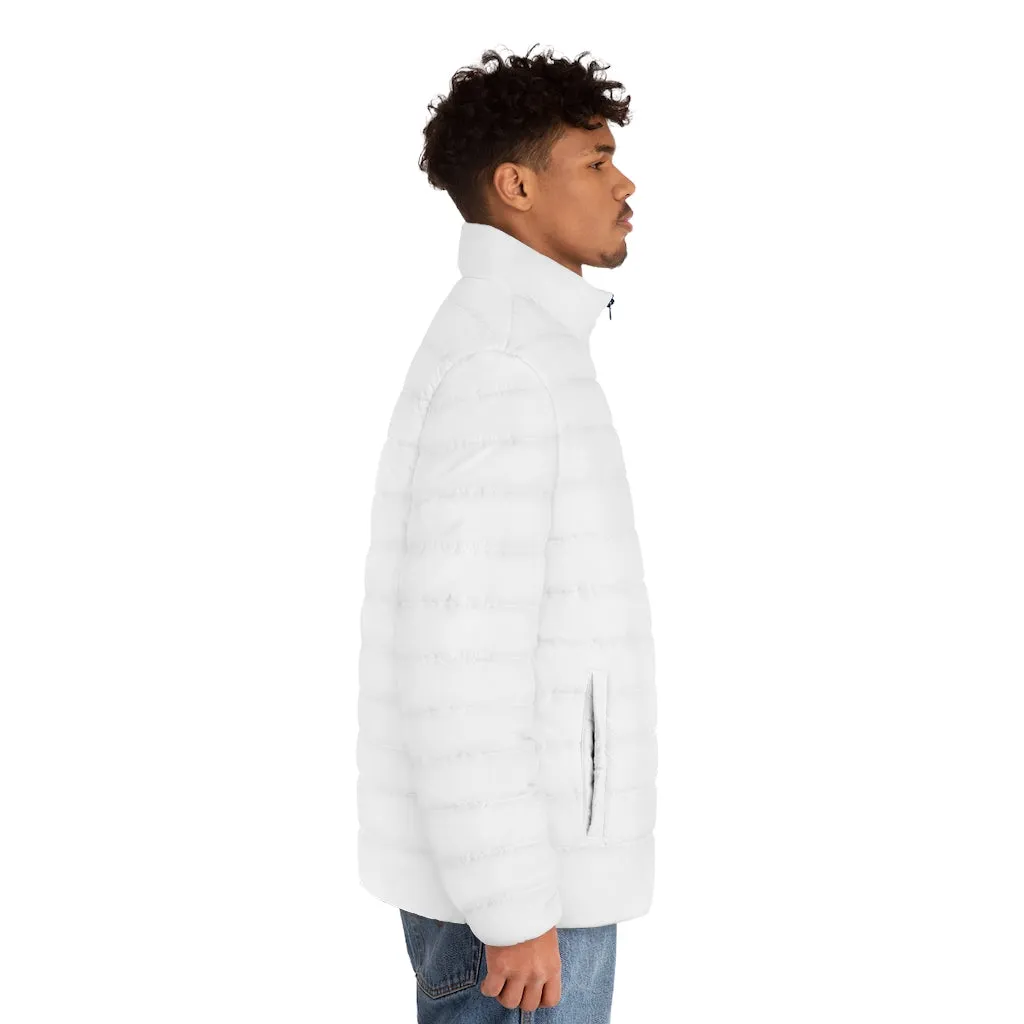 Men's Puffer Jacket (AOP) with Bitcoin Logo design (shipped to USA & Canada)