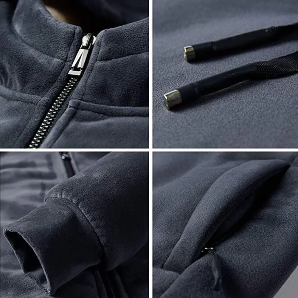 Men's Sueded Sherpa-Lined Full Zip Hoodie in Charcoal