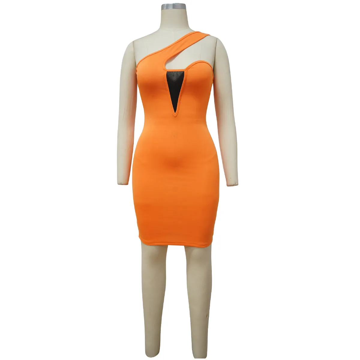 One-shoulder Hollow-front Bodycon Dress