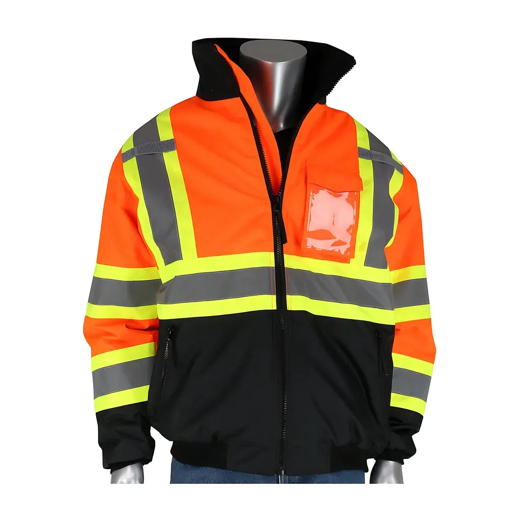 PIP 333-1745X-OR/S ANSI Type R Class 3 and CSA Z96 Two-Tone X-Back, Black Bottom Bomber Jacket