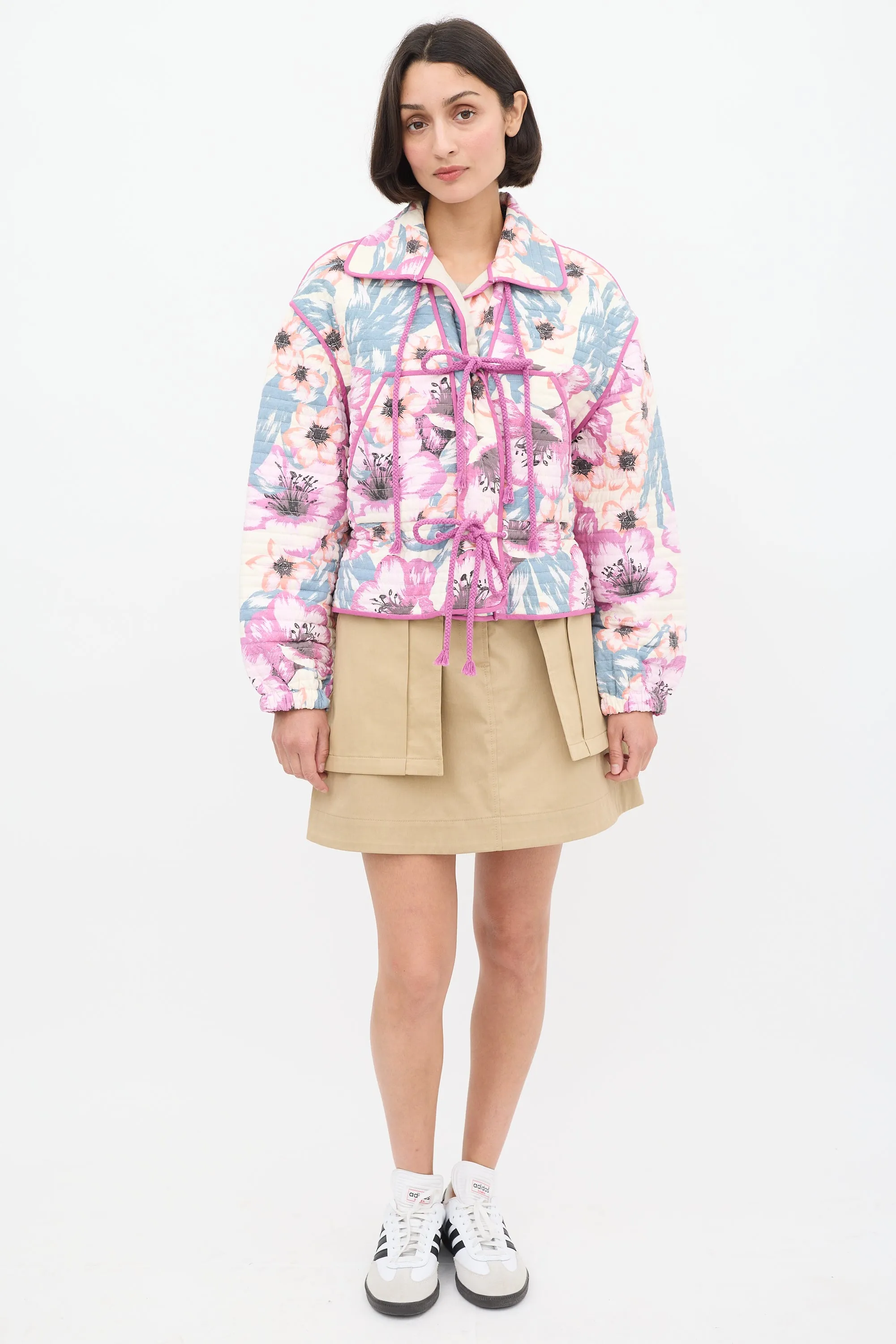 Purple & Multicolour Floral Haines Quilted Jacket