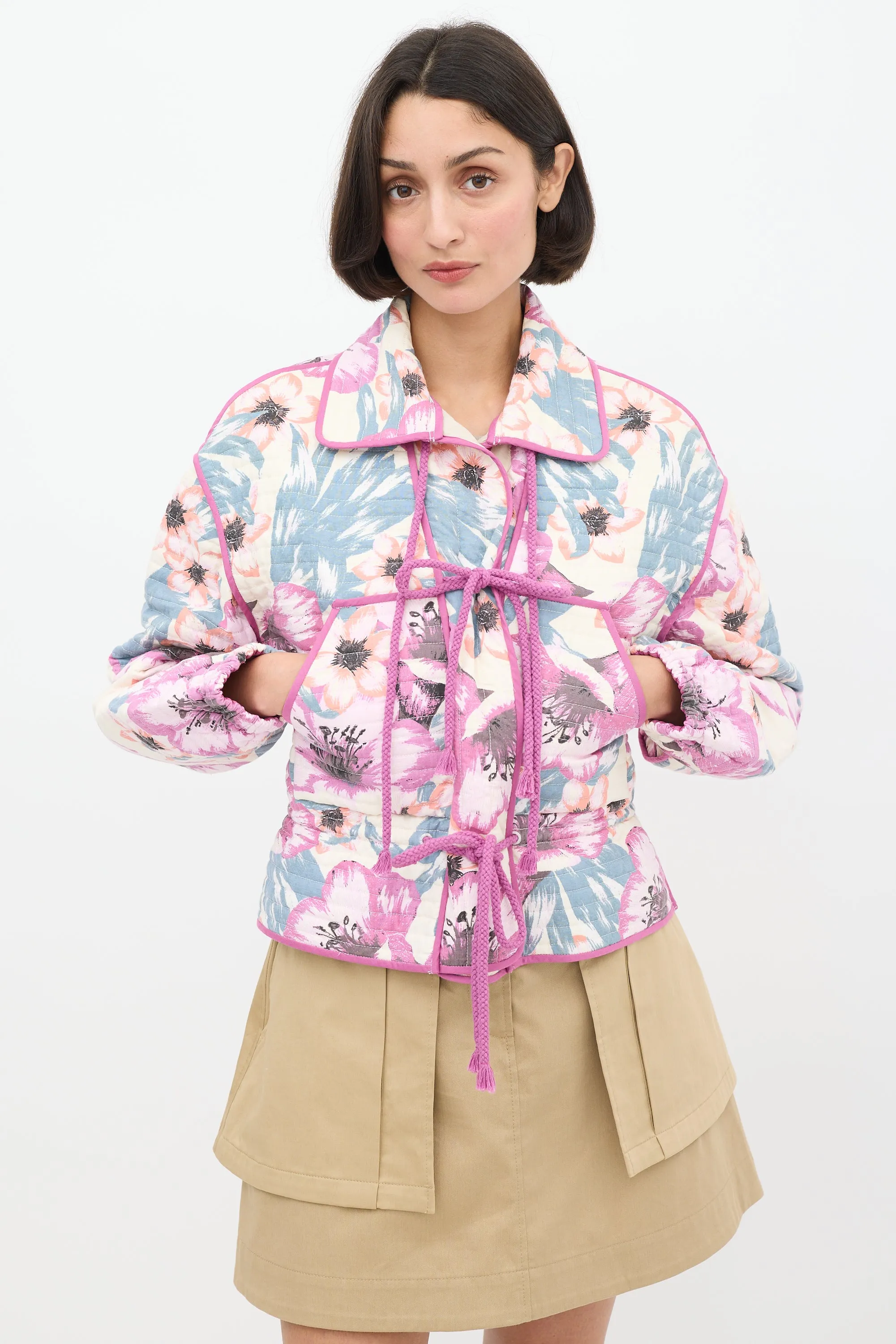 Purple & Multicolour Floral Haines Quilted Jacket